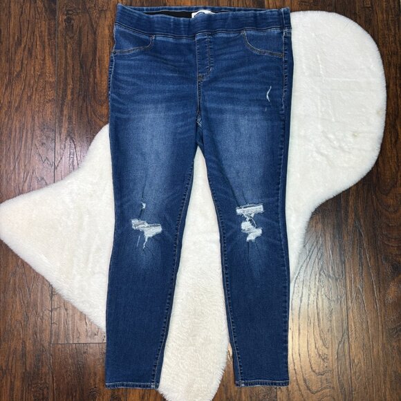 Old Navy Pull-On Jeggings 18 Rockstar Skinny Ripped Stretch Elastic Waist - Picture 1 of 11